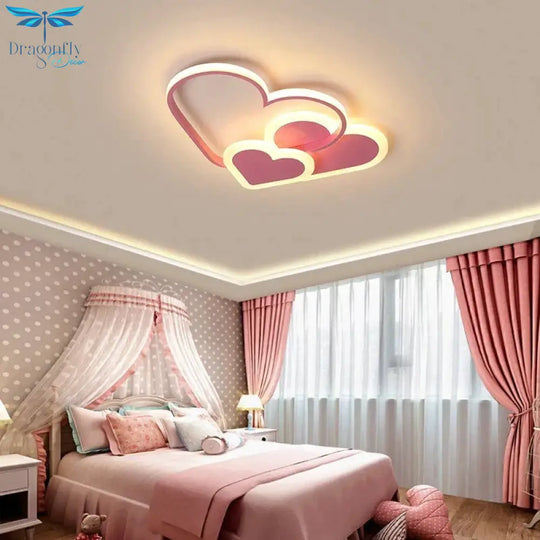 Pink Led Chandelier Light For Girl Bedroom Plafond Acrylic Lighting Lamp Modern New Fixture