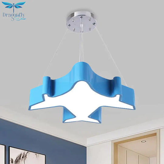 Plane Playing Room Pendant Lamp Acrylic Cartoon Style Led Chandelier Light Fixture In