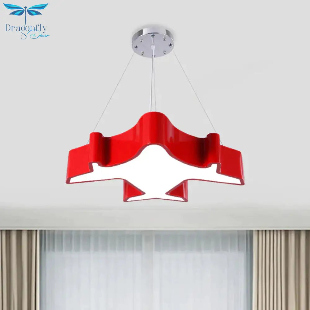 Plane Playing Room Pendant Lamp Acrylic Cartoon Style Led Chandelier Light Fixture In