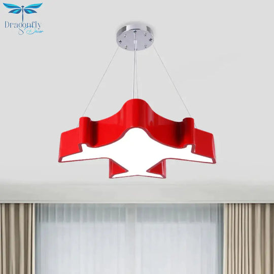 Plane Playing Room Pendant Lamp Acrylic Cartoon Style Led Chandelier Light Fixture In