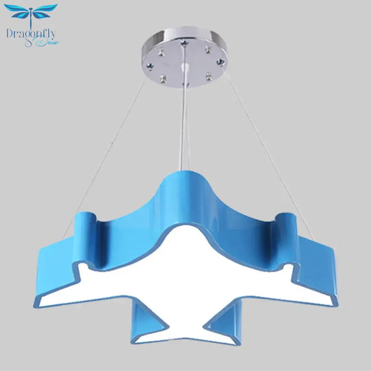 Plane Playing Room Pendant Lamp Acrylic Cartoon Style Led Chandelier Light Fixture In