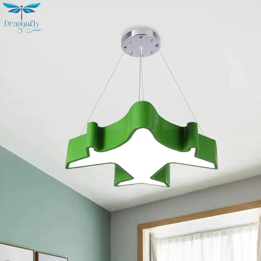 Plane Playing Room Pendant Lamp Acrylic Cartoon Style Led Chandelier Light Fixture In