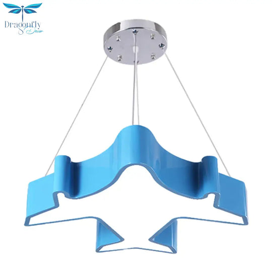 Plane Playing Room Pendant Lamp Acrylic Cartoon Style Led Chandelier Light Fixture In