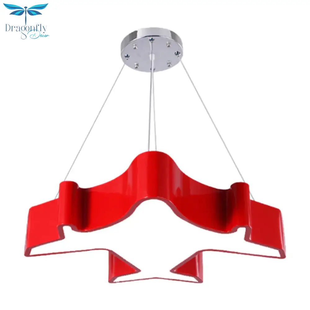 Plane Playing Room Pendant Lamp Acrylic Cartoon Style Led Chandelier Light Fixture In