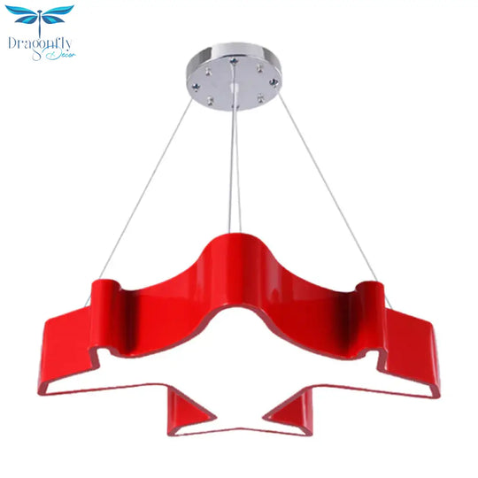 Plane Playing Room Pendant Lamp Acrylic Cartoon Style Led Chandelier Light Fixture In