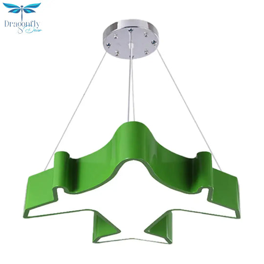 Plane Playing Room Pendant Lamp Acrylic Cartoon Style Led Chandelier Light Fixture In