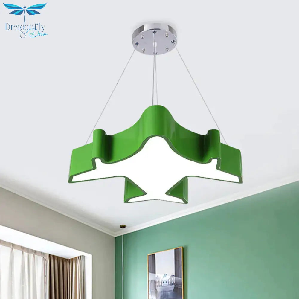 Plane Playing Room Pendant Lamp Acrylic Cartoon Style Led Chandelier Light Fixture In