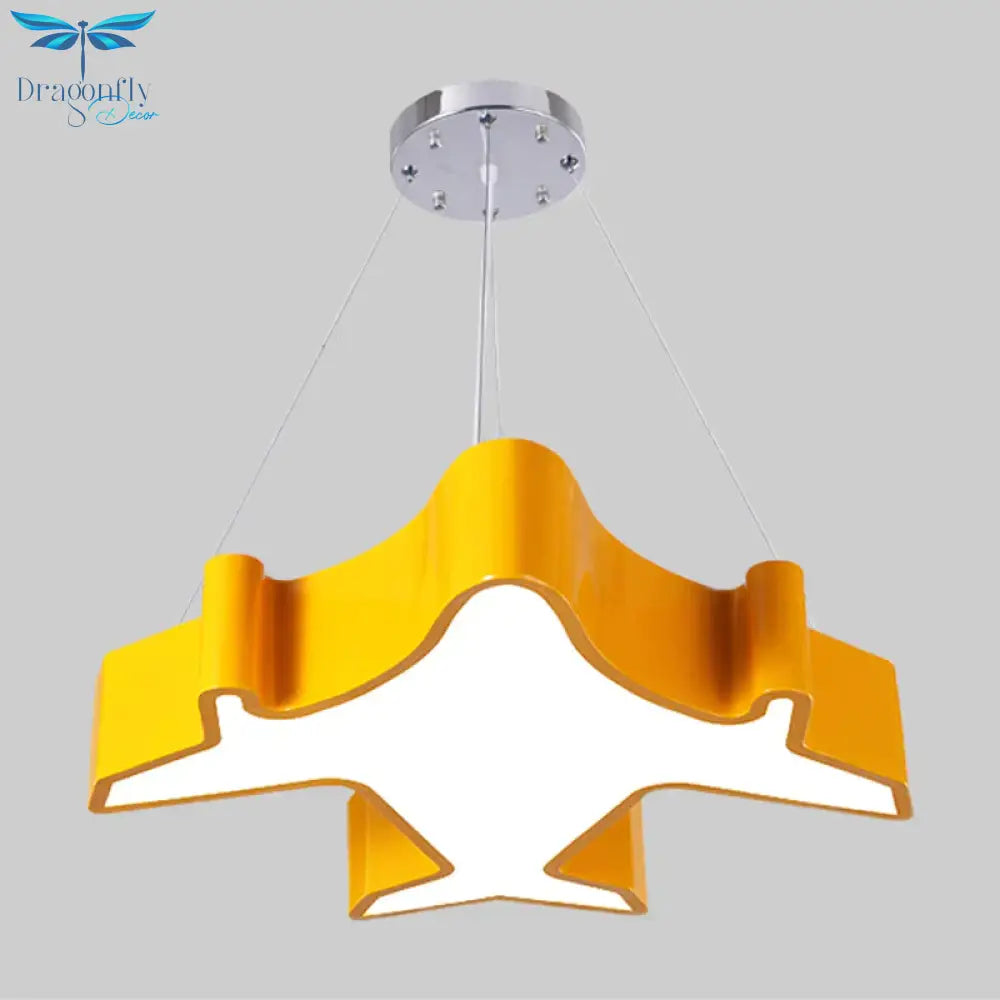 Plane Playing Room Pendant Lamp Acrylic Cartoon Style Led Chandelier Light Fixture In
