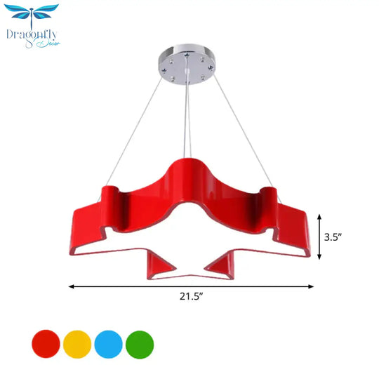 Plane Playing Room Pendant Lamp Acrylic Cartoon Style Led Chandelier Light Fixture In