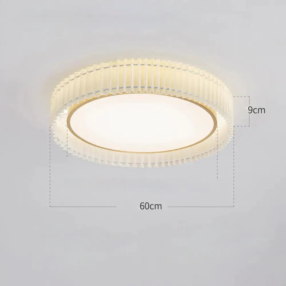 Pleated Simple Master Bedroom Lamp Romantic And Warm Artistic Design Round Ceiling Copper / Dia60Cm