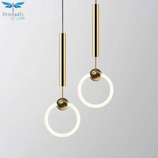 Post - Modern Creative Lustre Gold Circle Ring Pendant Lights Restaurant Art Decor Sofa Living Room