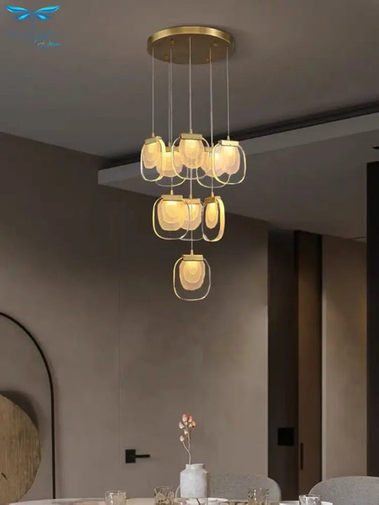 Post - Modern Crystal Chandelier For Bedside Rotating Duplex Building Luxury Creative Personality