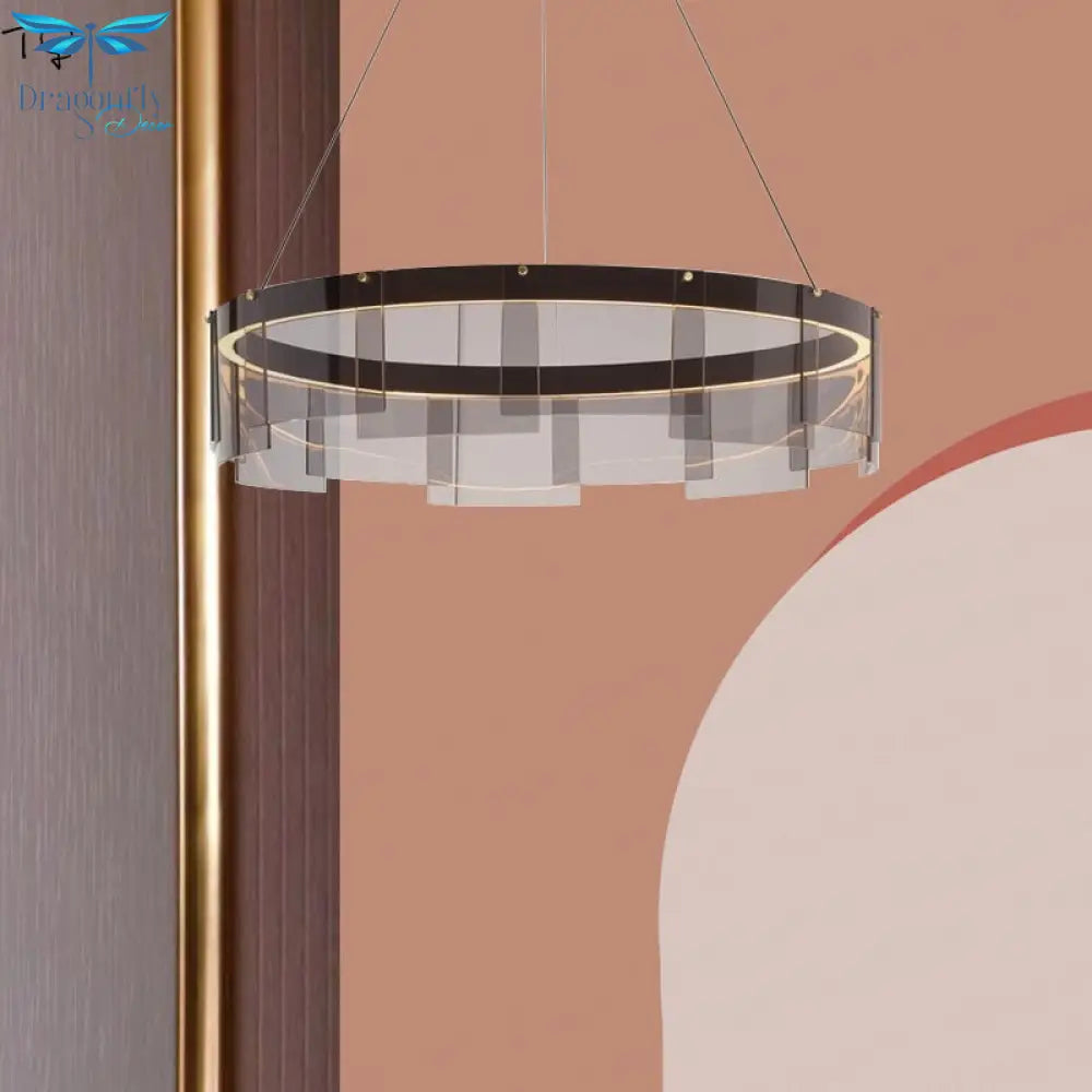 Post Modern Minimalist Round Smoke Gray Glass Pendant Lights Designer Luxury Hanging Lamp Living