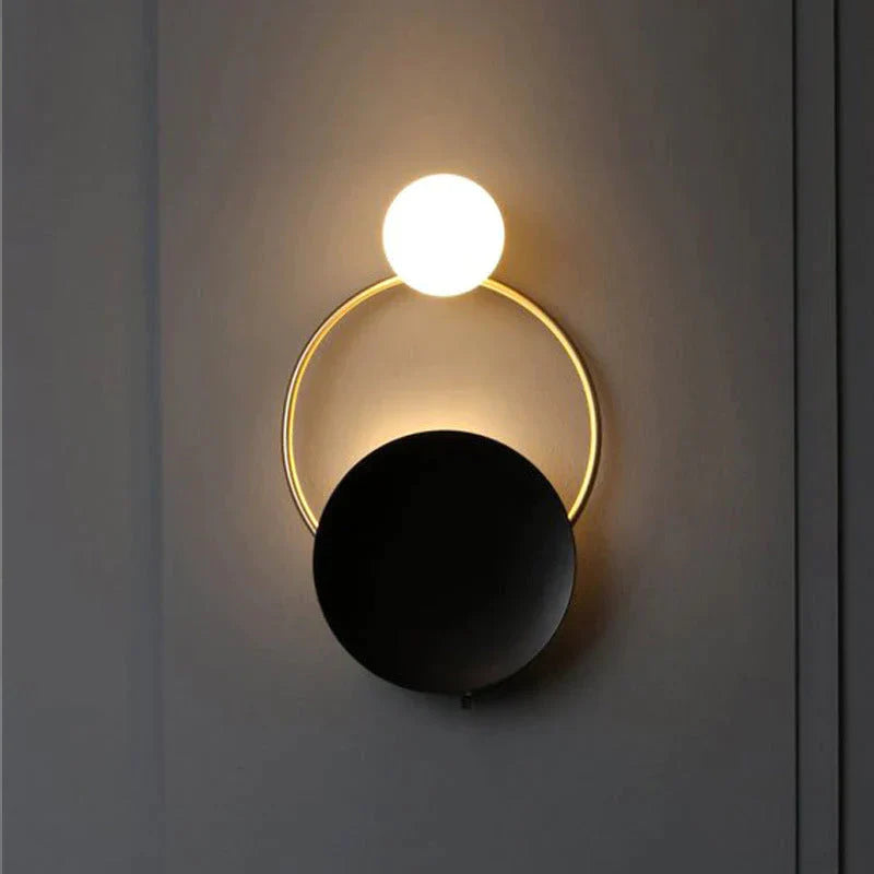 Post - Modern Personality Circle Copper Wall Lamp Creative Living Room Bedroom Hallway Hallroom