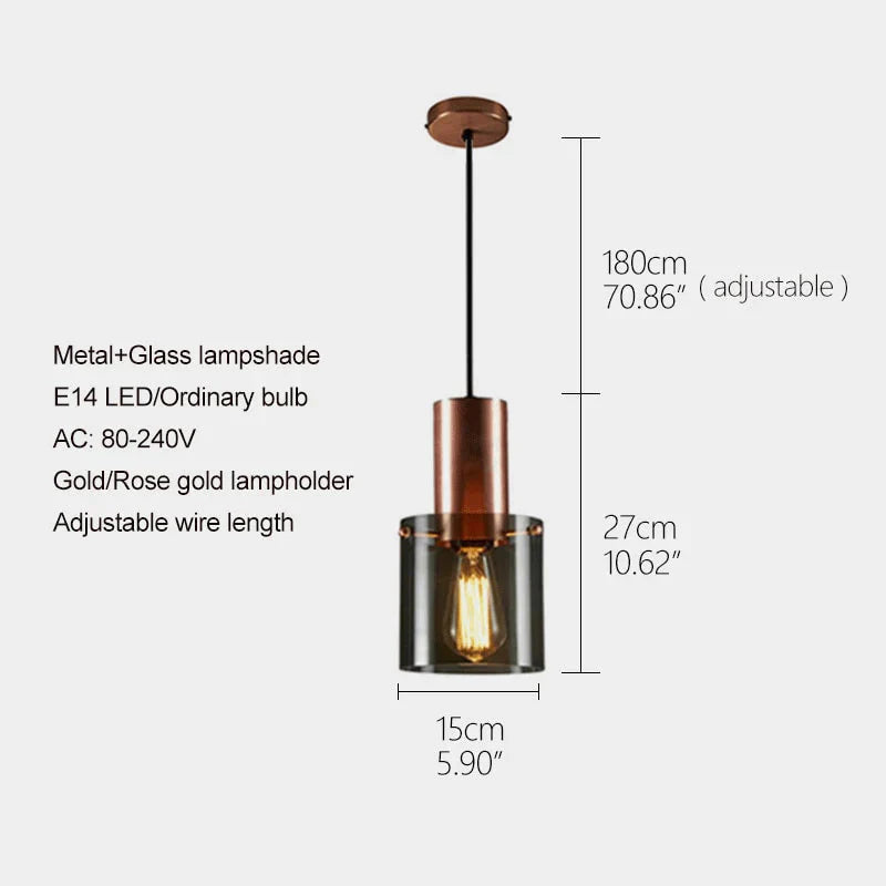 Modern Personality E14 Led Single Head Pendant Lamps Smoke Gray Glass Kitchen Bedroom Bedside Study