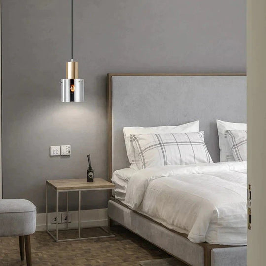 Modern Personality E14 Led Single Head Pendant Lamps Smoke Gray Glass Kitchen Bedroom Bedside Study