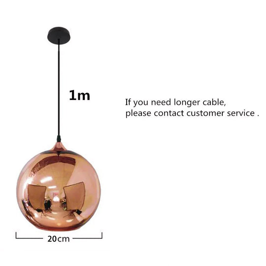 Coquimbo Globe Pendant Lights Copper Glass Mirror Ball Hanging Lamp Kitchen Modern Lighting