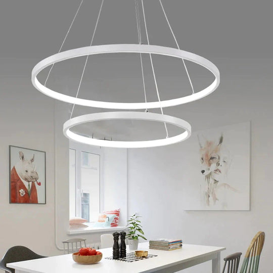 60Cm 80Cm 100Cm Modern Pendant Lights For Living Room Dining Circle Rings Acrylic Aluminum Body Led