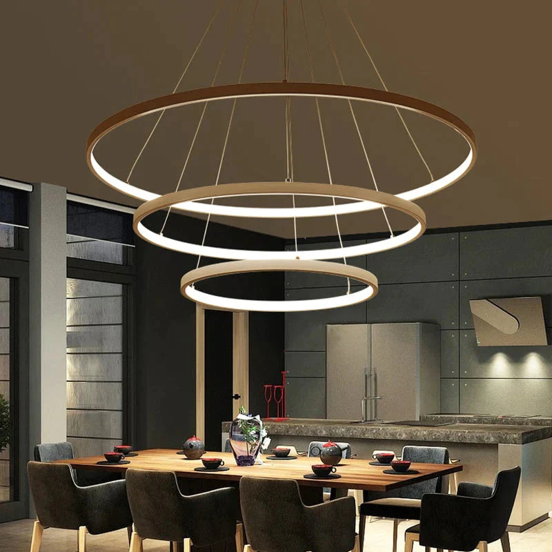 60Cm 80Cm 100Cm Modern Pendant Lights For Living Room Dining Circle Rings Acrylic Aluminum Body Led