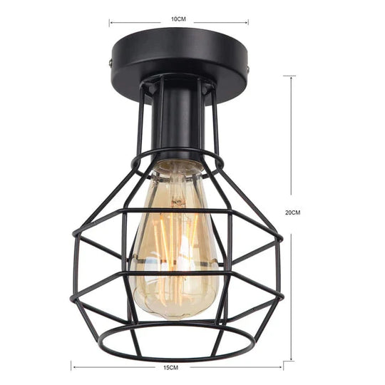 Vintage Iron Black Pendant Light Led Industrial Modern Lamp Nordic Lighting Cage Fixture Home