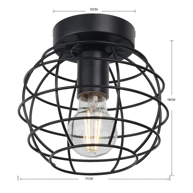 Vintage Iron Black Pendant Light Led Industrial Modern Lamp Nordic Lighting Cage Fixture Home