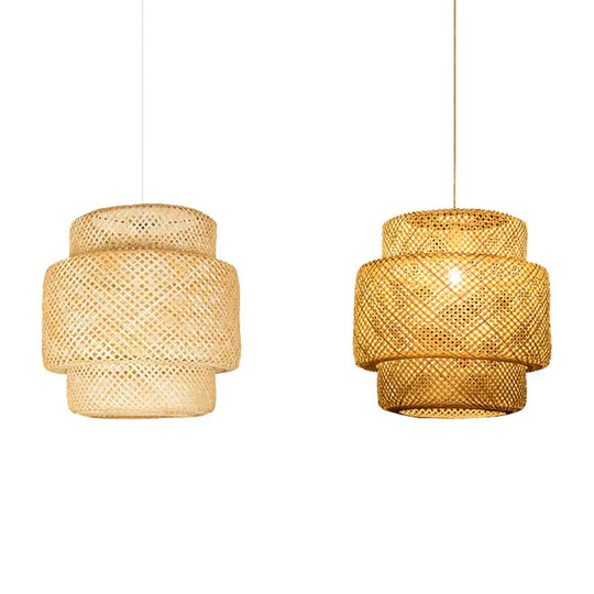 Chinese Rural Style Handmade Rattan Weaving Pendant Lights For Restaurant Cafe Originality Bamboo