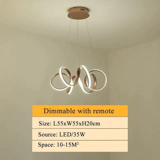 Modern Led Pendant Light For Living Room Dining Kitchen Hanging Lamp Aluminum Alloy Led Hang Brown