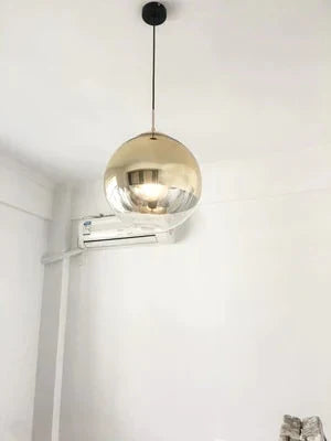 Modern Mirror Glass Ball Pendant Light Copper Silver Gold Globe Loft Hang Lamp Lamp Kitchen Fixture