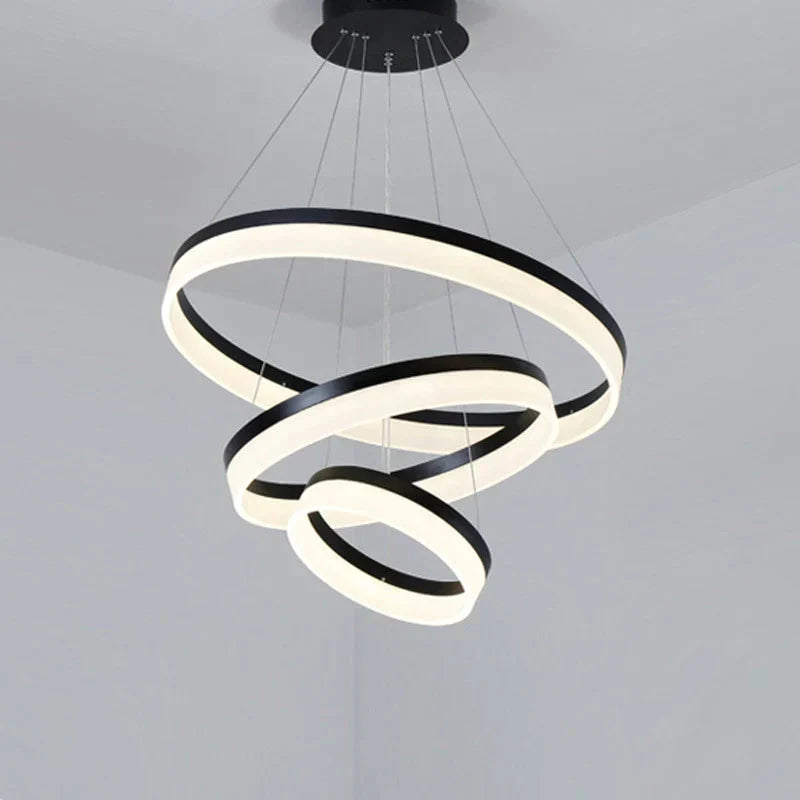 Modern Led Pendant Lights Fixtures For Living Dining Room Decor Rings Suspension Bedroom Lustre