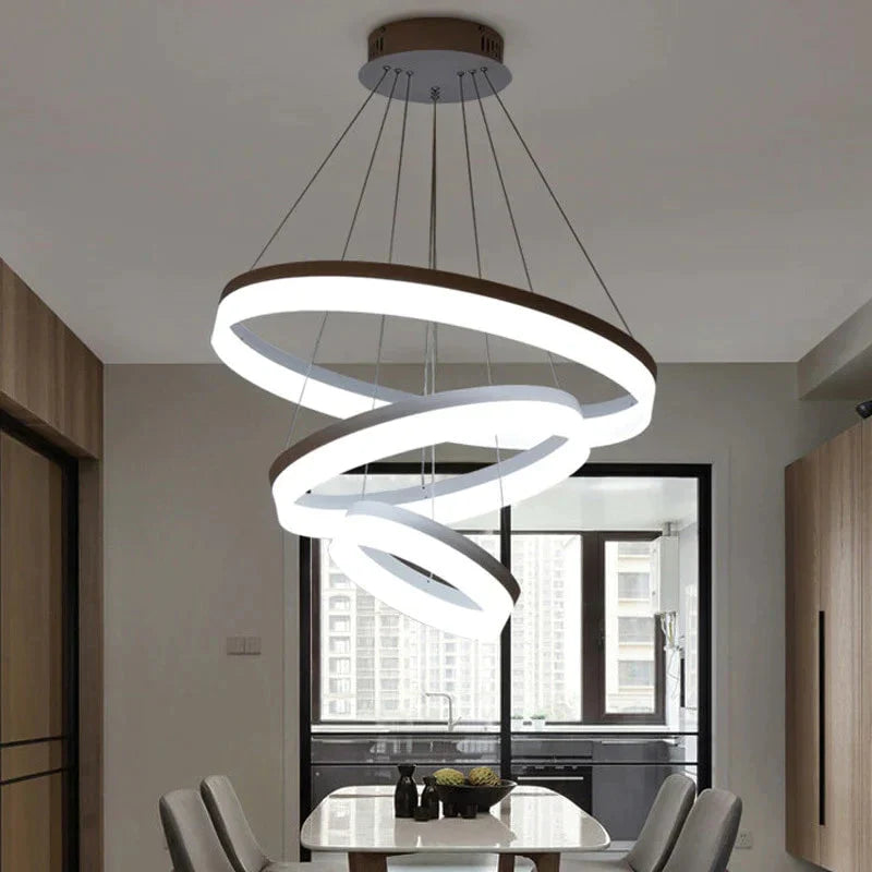 Modern Led Pendant Lights Fixtures For Living Dining Room Decor Rings Suspension Bedroom Lustre