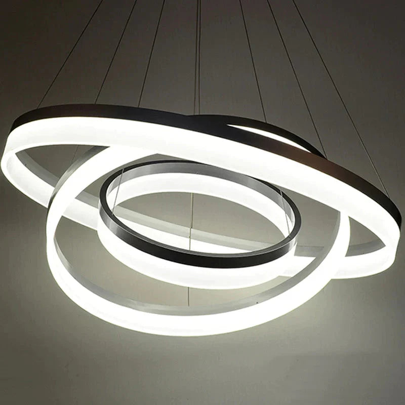 Modern Led Pendant Lights Fixtures For Living Dining Room Decor Rings Suspension Bedroom Lustre
