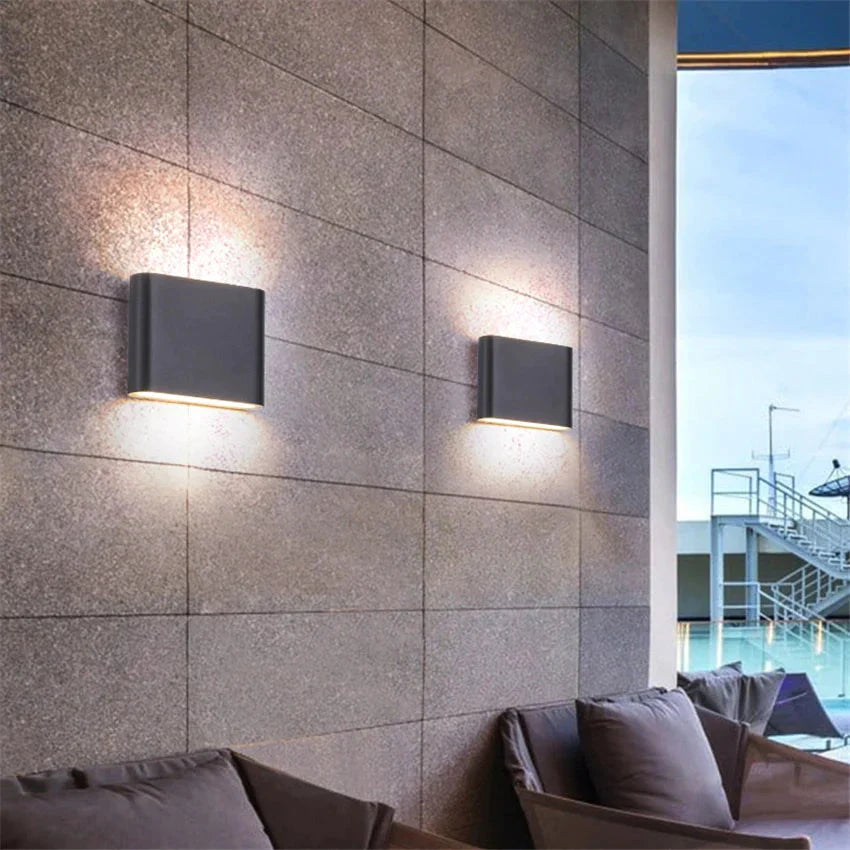 Outdoor Waterproof Ip65 Wall Lamp 6W/12W Led Light Modern Indoor/Outdoor Decor Up Down Dual - Head