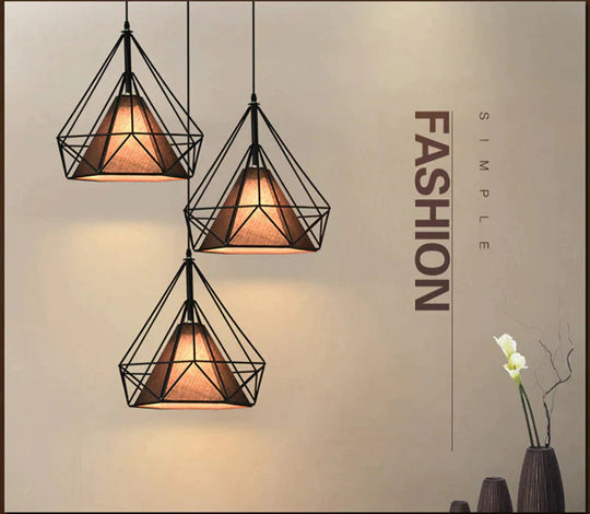 Modern Iron Painted Industrial Chandeliers E27 Diamond Chandelier Led Lighting For Living Room