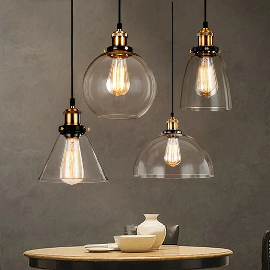 Vintage Pendant Lights Glass Lamp Loft Nordic Hang 28Cm Smoky Grey Industrial Dinning Room Bedroom