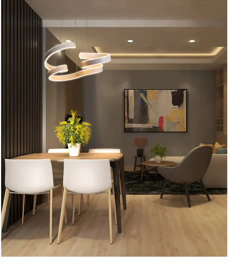 Modern Led Pendant Light For Kitchen Dining Room Living Suspension Luminaire Hanging White Color