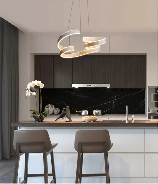 Modern Led Pendant Light For Kitchen Dining Room Living Suspension Luminaire Hanging White Color