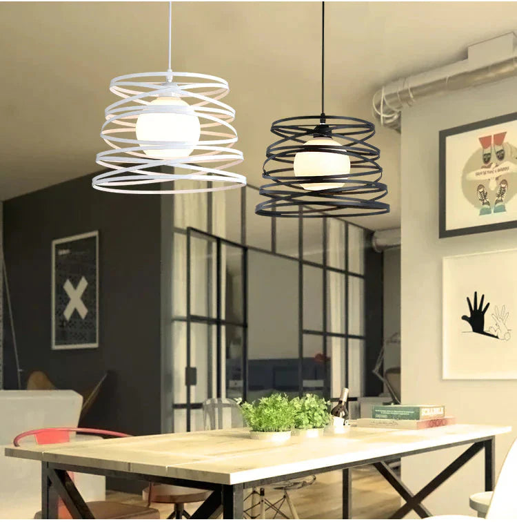 Modern Cage Pendant Light Iron Minimalist Retro Scandinavian Loft Pyramid Lamp Metal Hanging Lamp