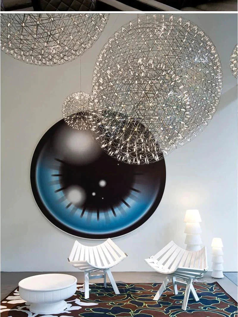 Modern Brief Loft Spark Ball Led Pendant Light Fixture Firework Stainless Steel Lamps Home Deco