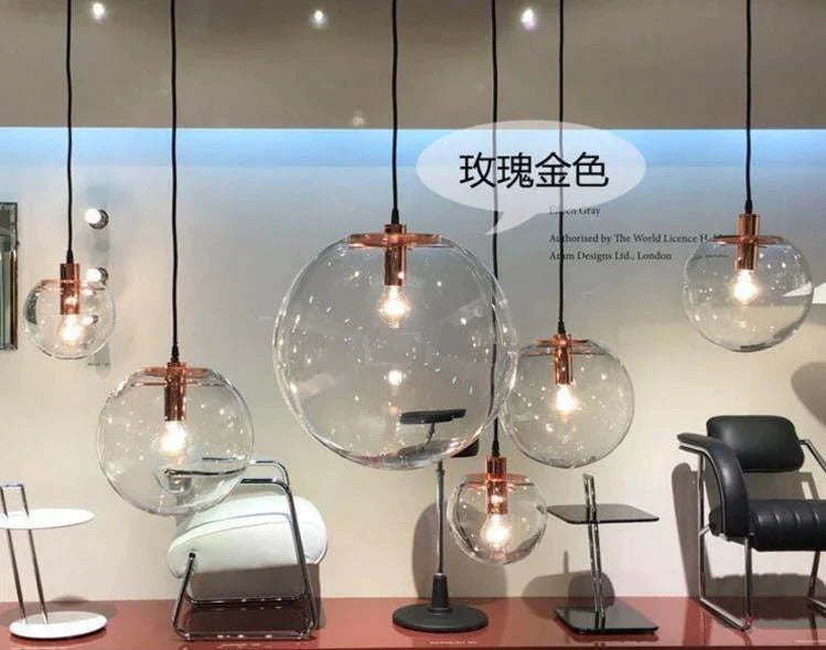 Nordic Modern Minimalist Glass Ball Pendant Lamp Single-Head Restaurant Bar Light E27