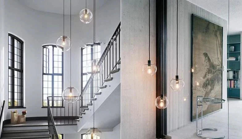 Nordic Modern Minimalist Glass Ball Pendant Lamp Single-Head Restaurant Bar Light E27