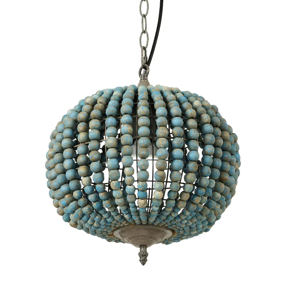 Europe Loft Vintage Country Ball Wooden Bead Pendant Lights E27 Led Hanging Lamp Modern For Living