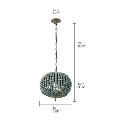 Europe Loft Vintage Country Ball Wooden Bead Pendant Lights E27 Led Hanging Lamp Modern For Living