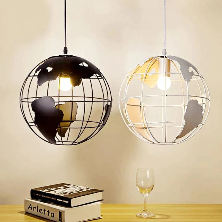 Modern Globe Pendant Lights Black/White Lamps For Bar/Restaurant Hollow Ball Ceiling Fixtures Light