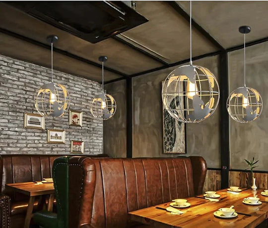 Modern Globe Pendant Lights Black/White Lamps For Bar/Restaurant Hollow Ball Ceiling Fixtures Light