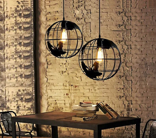 Modern Globe Pendant Lights Black/White Lamps For Bar/Restaurant Hollow Ball Ceiling Fixtures Light