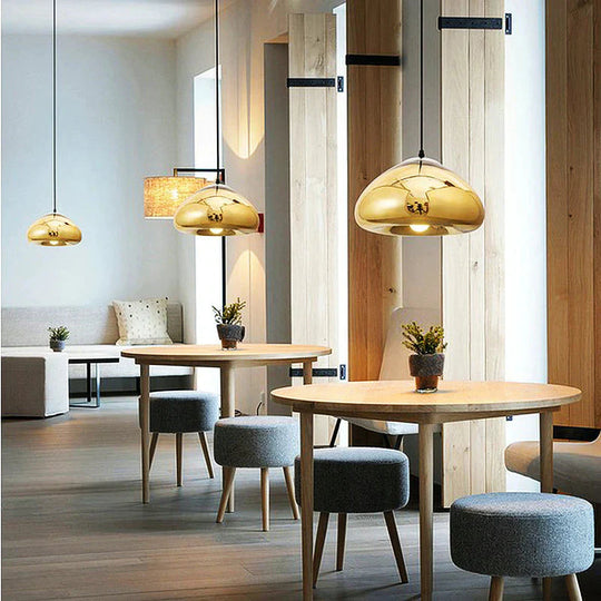 Modern Gold Bronze Sliver Shade Mirror Pendant Light E27 Led Glass Lamp Christmas Ball Lighting