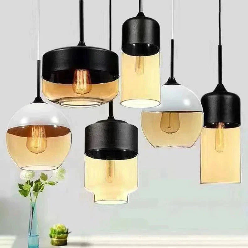 Metal Industrial Glass Pendant Light Black Loft Bar Counter Dining Room Personality Creative