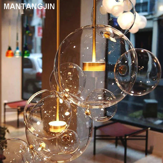 Clear Glass Ball Living Room Chandeliers Art Deco Bubble Lamp Shades Chandelier Modern Indoor
