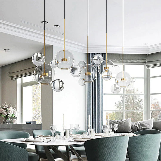 Clear Glass Ball Living Room Chandeliers Art Deco Bubble Lamp Shades Chandelier Modern Indoor