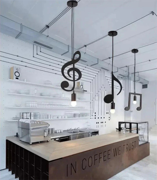 Feiemfeiyou A - Z Words Music Character E27 Creative Black Led Pendant Lamp For Bar Bedroom